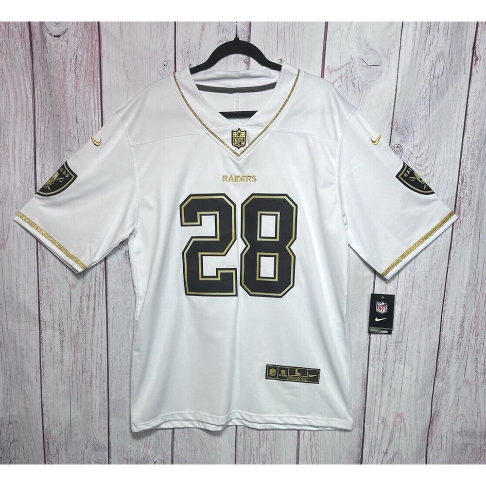 Raiders #28 Jacobs Golden Edition Jersey Replica Knockoff Size L